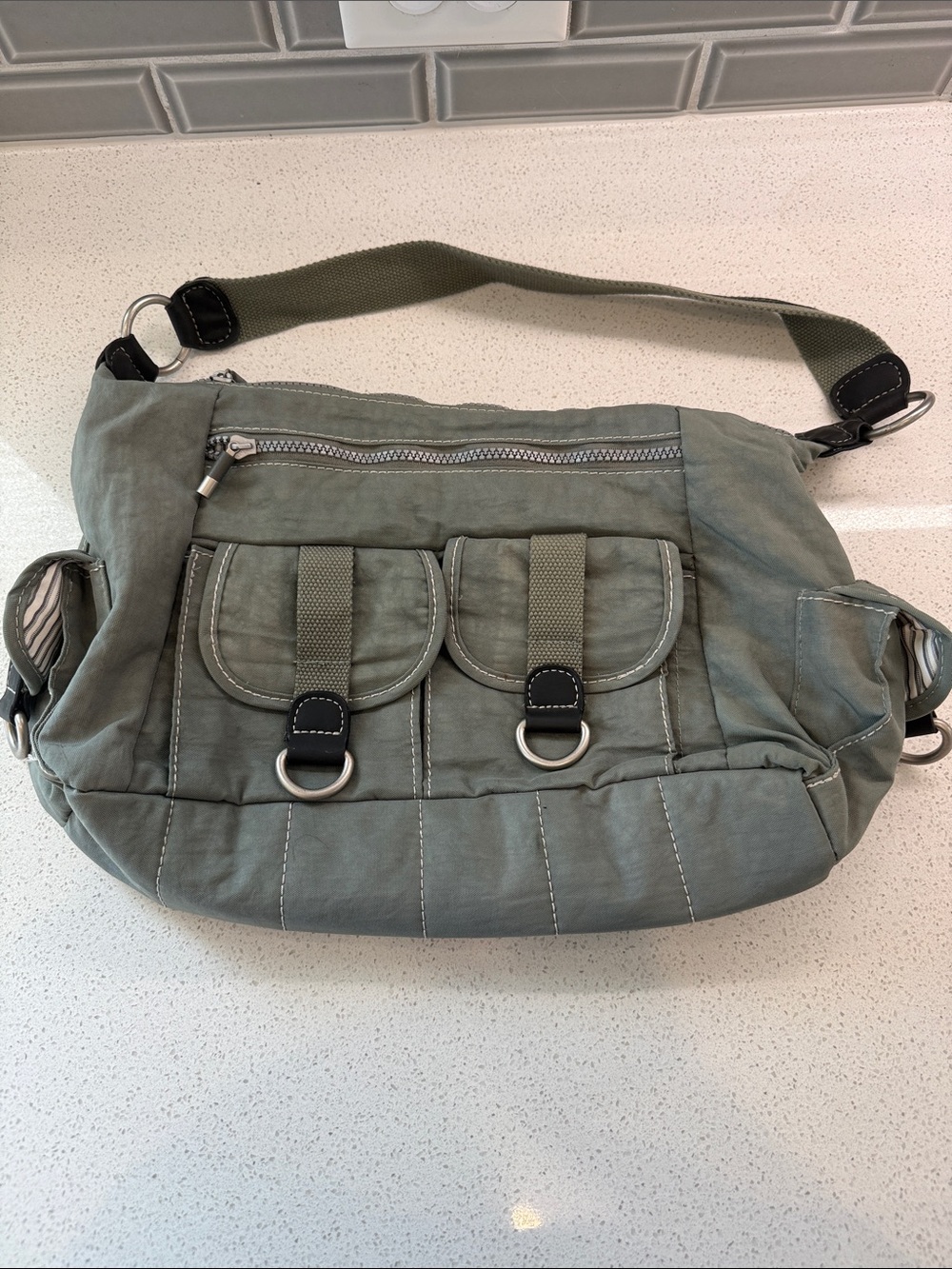 Travelon Dolphin Collection Olive Green Crossbody Shoulder Bag